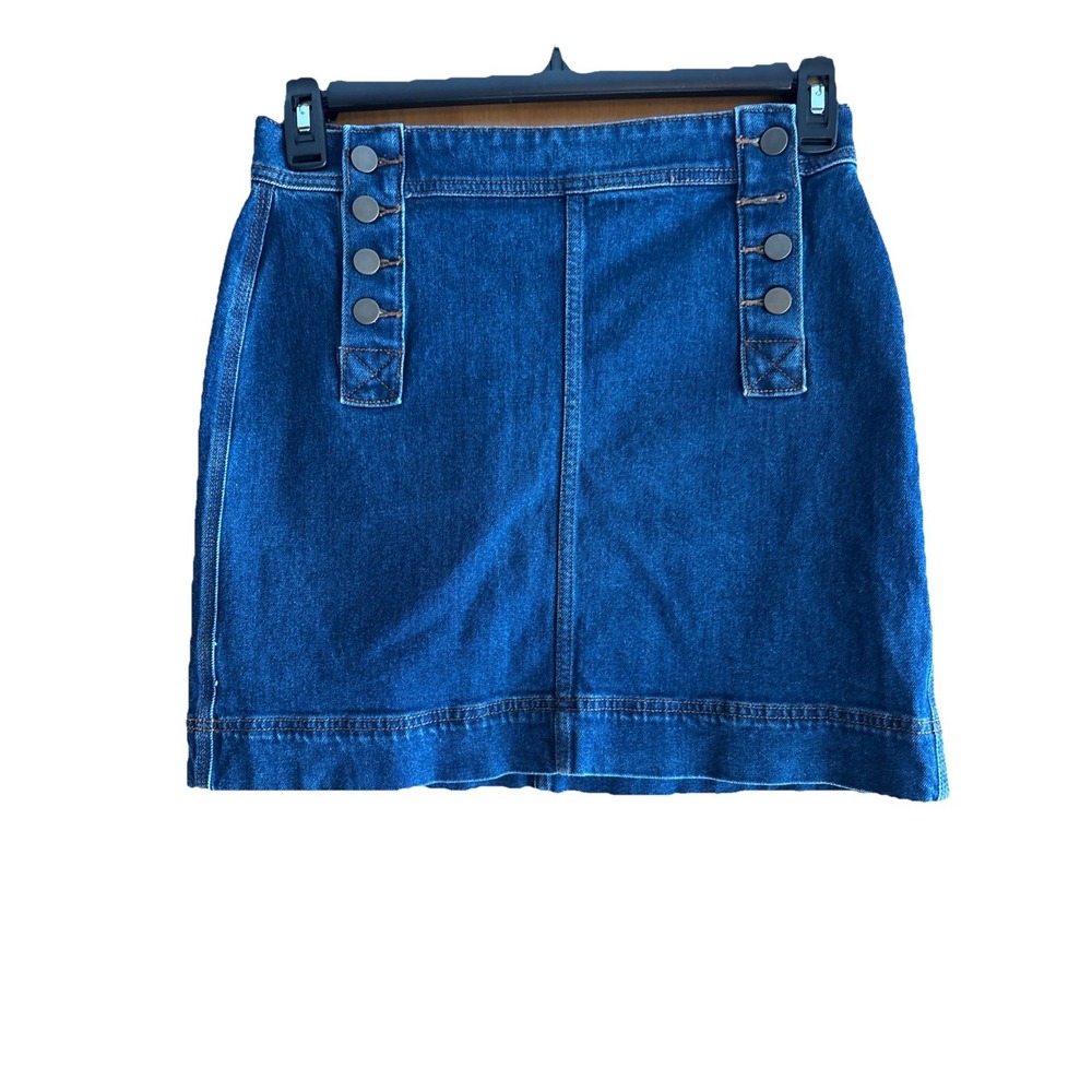 LOFT Women's Sz 4 Button Denim Jean Mini Skirt